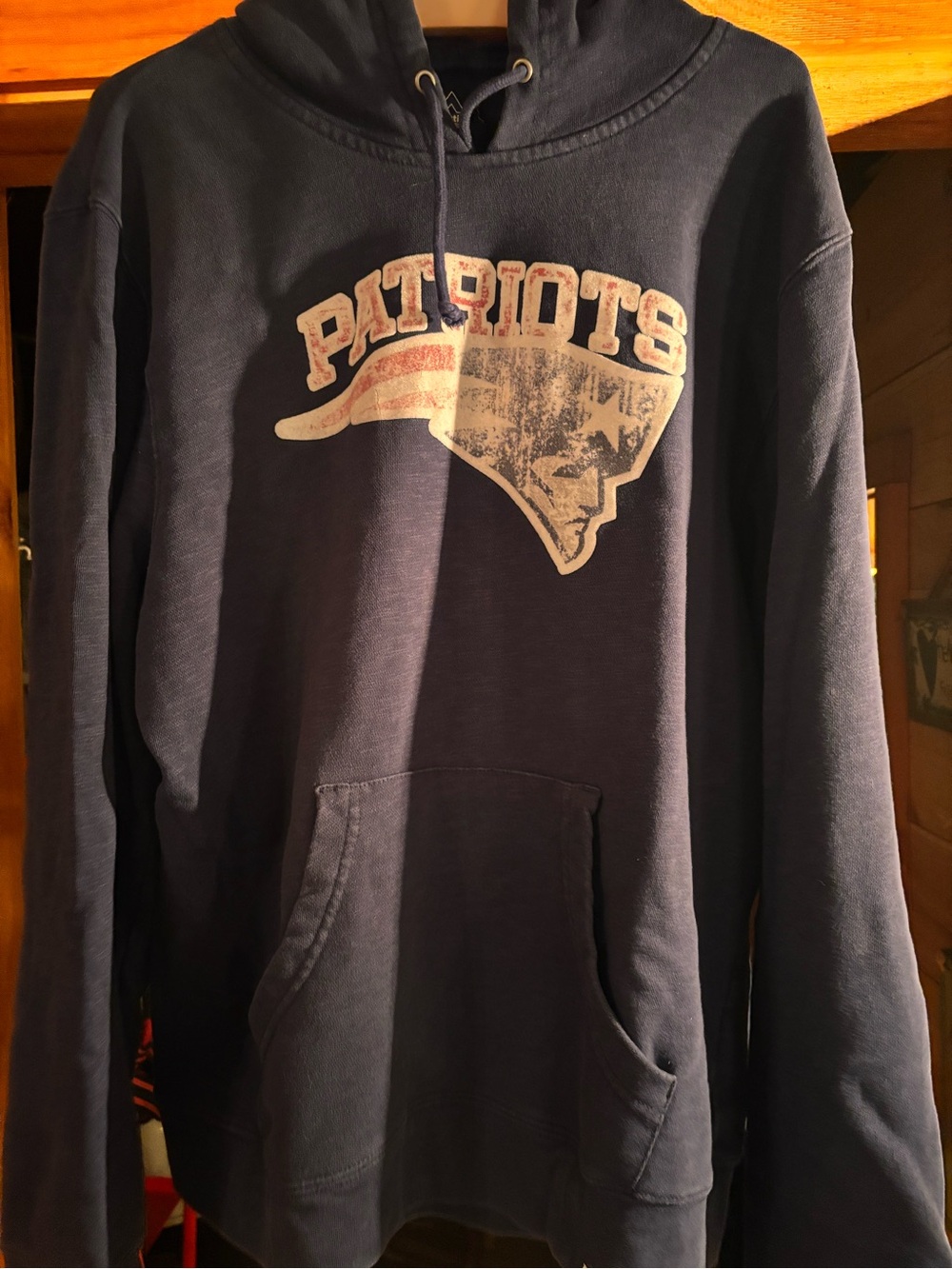 Majestic Navy Patriots Crewneck Pullover men’s